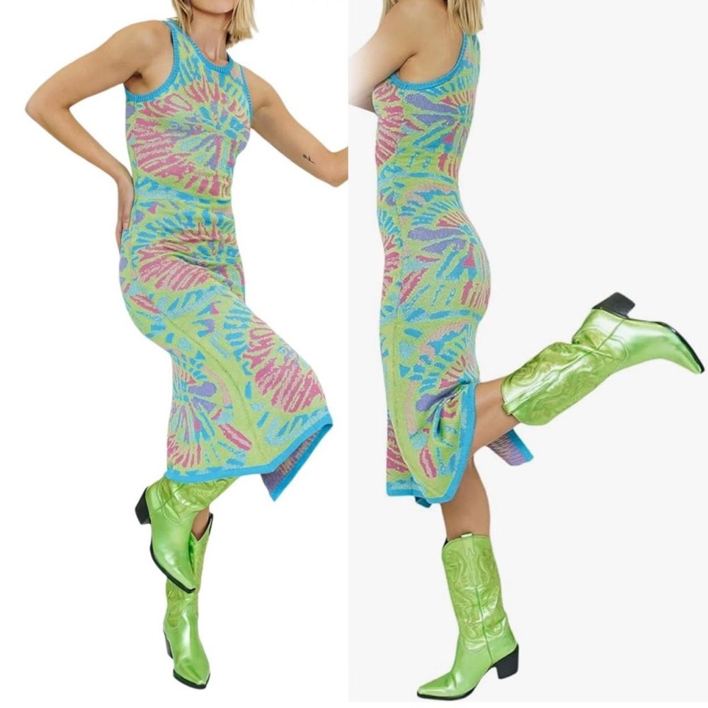 Verge girl Knit multi color dress with side slit. Size small